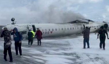 AVIÃO DA DELTA AIRLINES CAPOTA DURANTE POUSO EM TORONTO; NOVO VÍDEO MOSTRA MOMENTO DO ACIDENTE