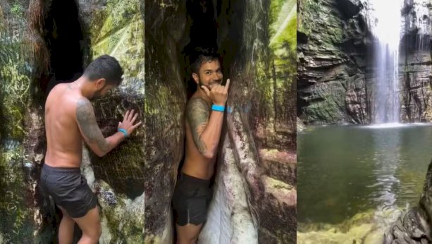 Cachoeira em Goiás viraliza por acesso estreito entre pedras